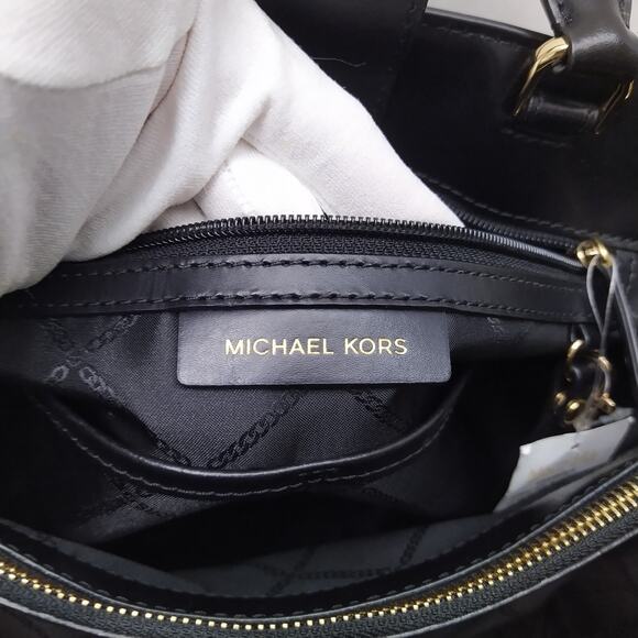 Michael Kors Gramercy Black Leather Lock Double Satchel Shoulder Bag - $358 - Picture 12 of 16